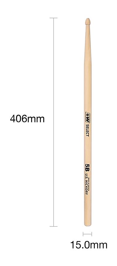 Wincent W-DB5B 5B Tweede keus Hickory Drumstokken – 406 x 15 mm