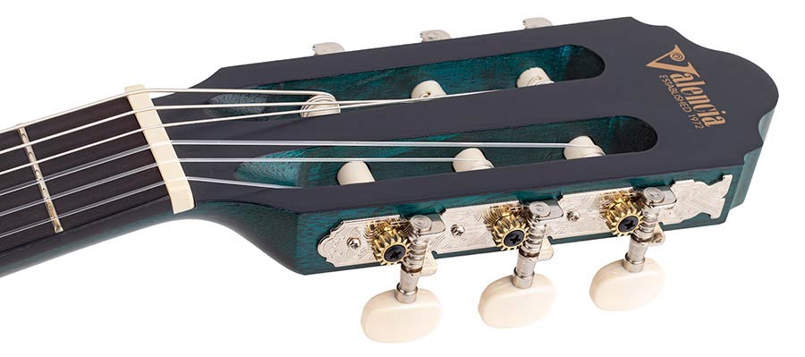 Valencia VC202TBU Klassieke gitaar 1/2 – Transparent Blue