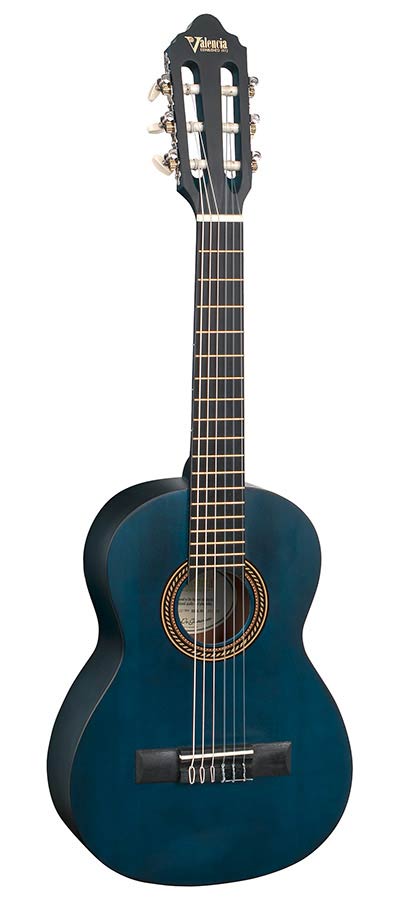 Valencia VC201TBU Klassieke gitaar 1/4 – Transparent Blue