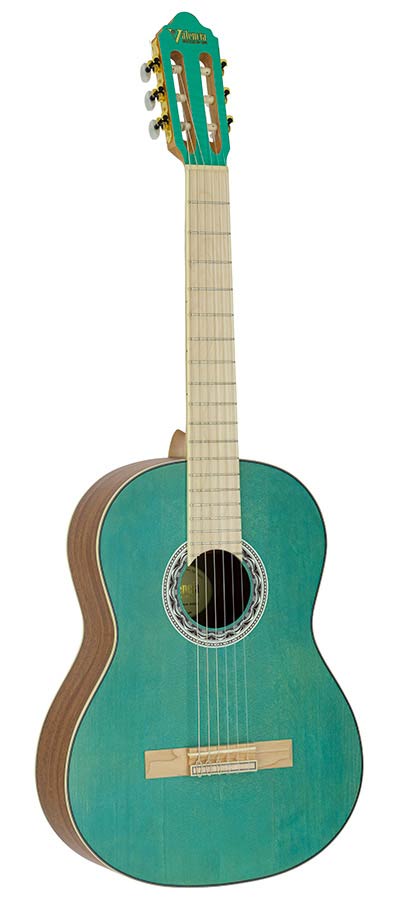 Klassieke gitaar 4/4, sitka spar & mahonie, aqua blauw