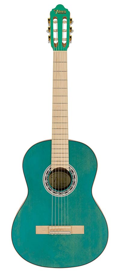 Klassieke gitaar 4/4, sitka spar & mahonie, aqua blauw