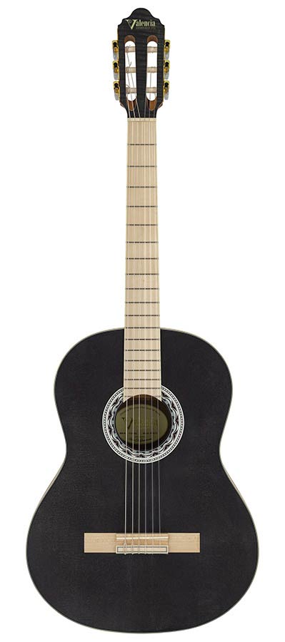 Valencia: Klassieke gitaar 4/4, sitka spar & mahonie, zwart