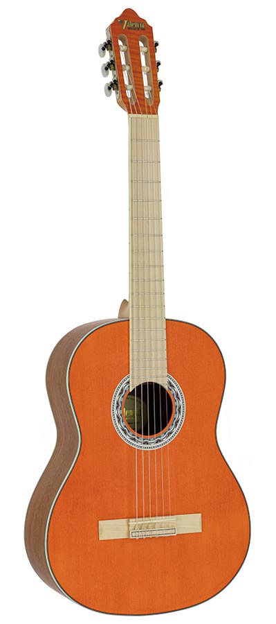 Valencia: Klassieke gitaar 4/4, hybride hals, sitka spar & mahonie, oranje