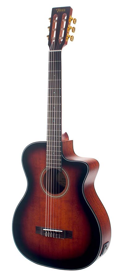 Valencia VA434CECSB Elektro-akoestische nylonsnarige auditoriumgitaar 4/4 – Classic Sunburst