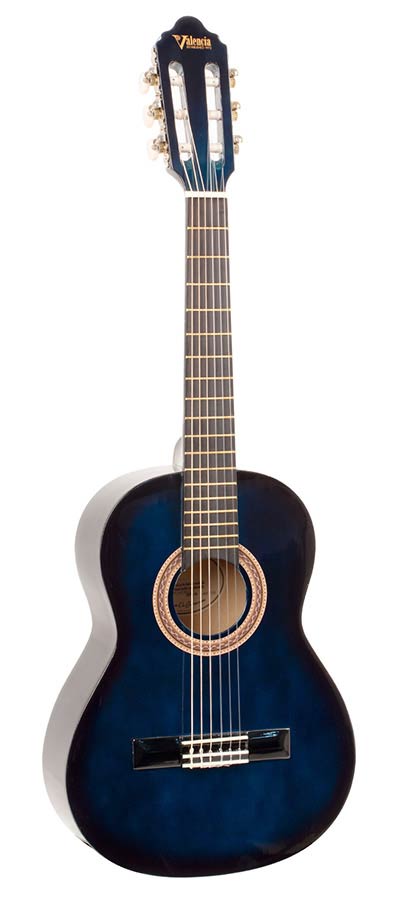 Valencia VC102BUS Klassieke gitaar 1/2 – Blue Sunburst