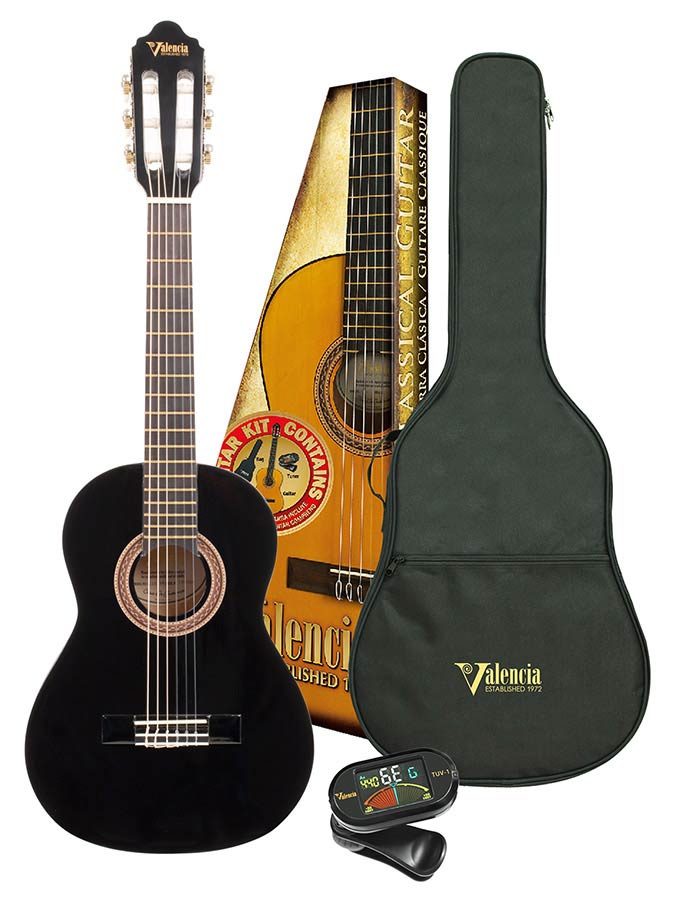 Valencia VC104KBK Klassieke gitaarset 4/4 – Black