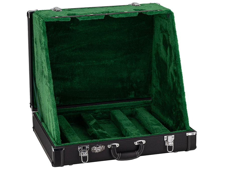 Boston GSC-03-BK guitar stand case for 3 guitars, with movable body pads, black tolex with green plush