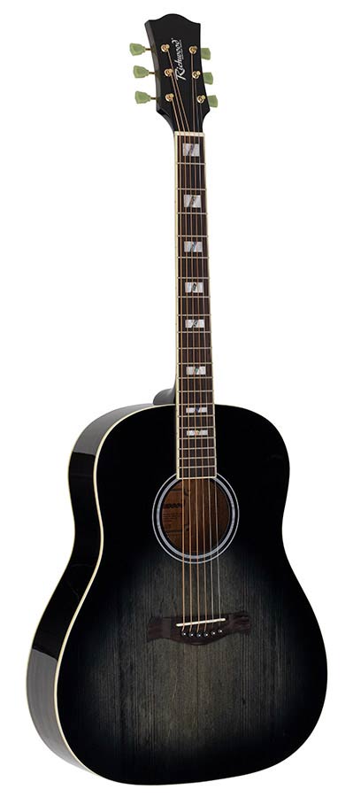 Richwood HSDS-42-TBK Heritage Series dreadnought gitaar met massief sparren bovenblad, transparant zwart
