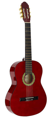 Martinez: Klassieke Gitaar Mensuur: 4/4, Transparant Donkerrood