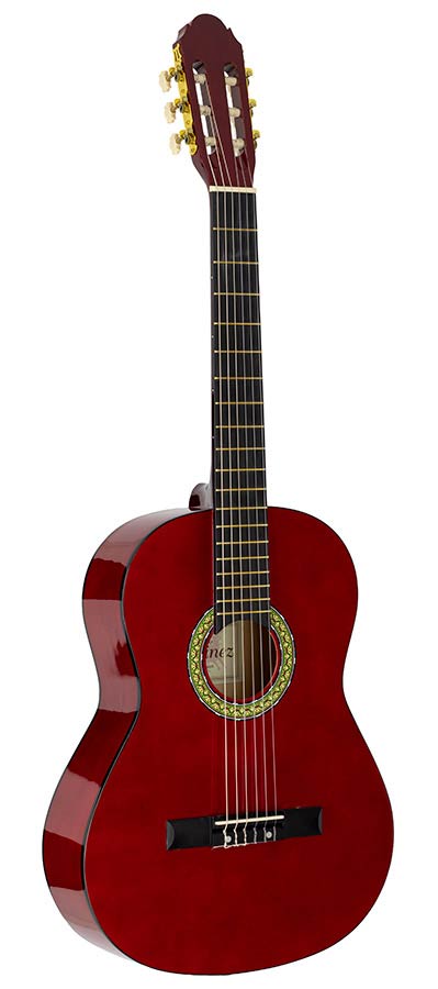Martinez: Klassieke Gitaar Mensuur: 4/4, Transparant Donkerrood