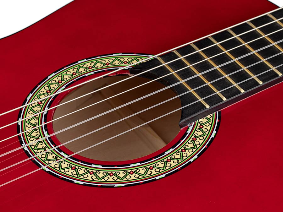 Martinez: Klassieke Gitaar Mensuur: 4/4, Transparant Donkerrood