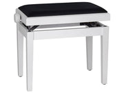 Boston PB10/3520 verstelbare pianobank (zijdeglans wit met zwarte velours zitting)