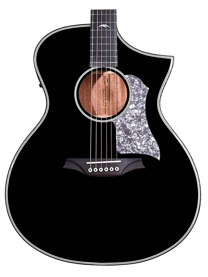Bromo - BAN4CE/BK - Hillside auditorium guitar, solid mahogany top, mahogany body, glossy black, heavy duty bag