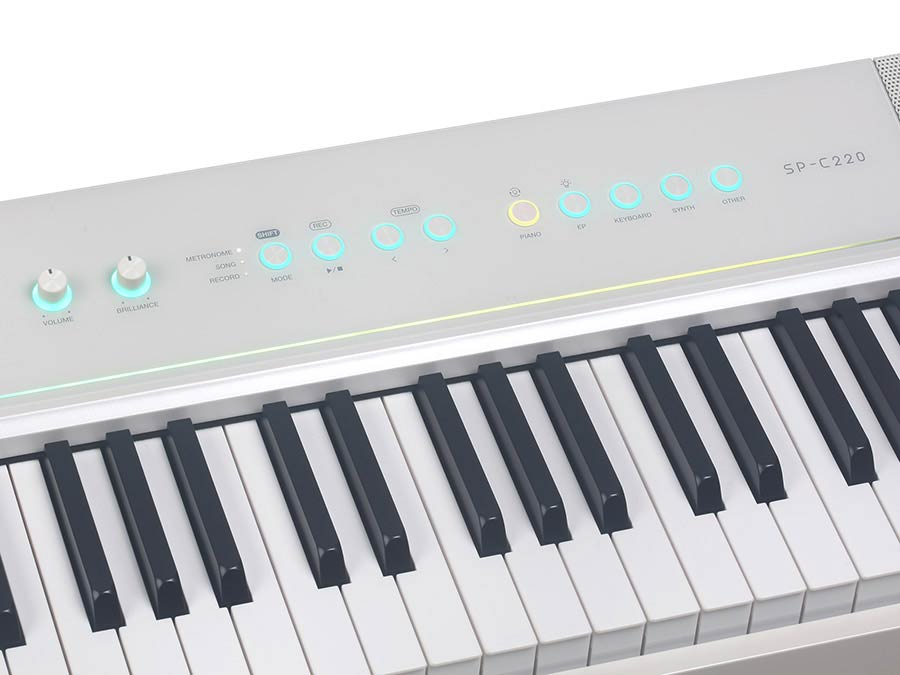 Medeli - SP-C220/WH - digital compact stage piano, 88 keys 3-sensor hammer action, biamped 2 x 13W + 2 x 7W, white