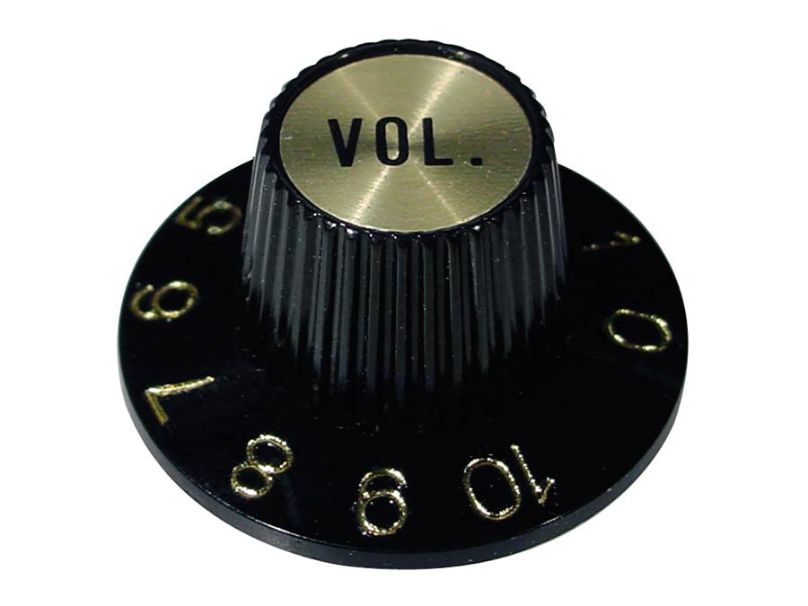 Boston KG-260-V witch hat knob, with gold cap, black, volume
