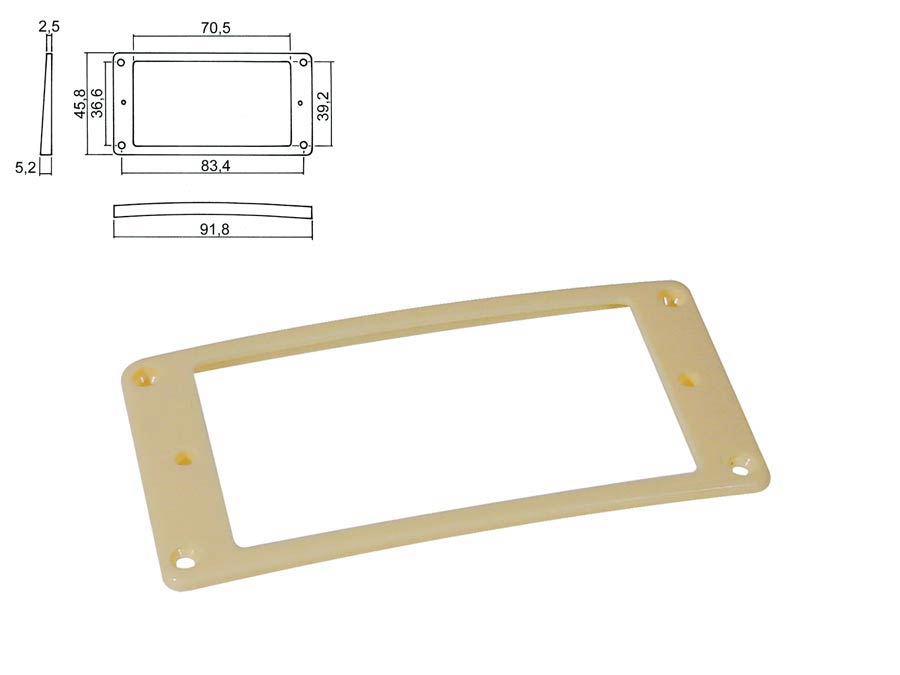 Boston HPR-08-SCR pickup ring, humbucker, plastic, ivory, slanted, height: 2,5x 5,2mm, low