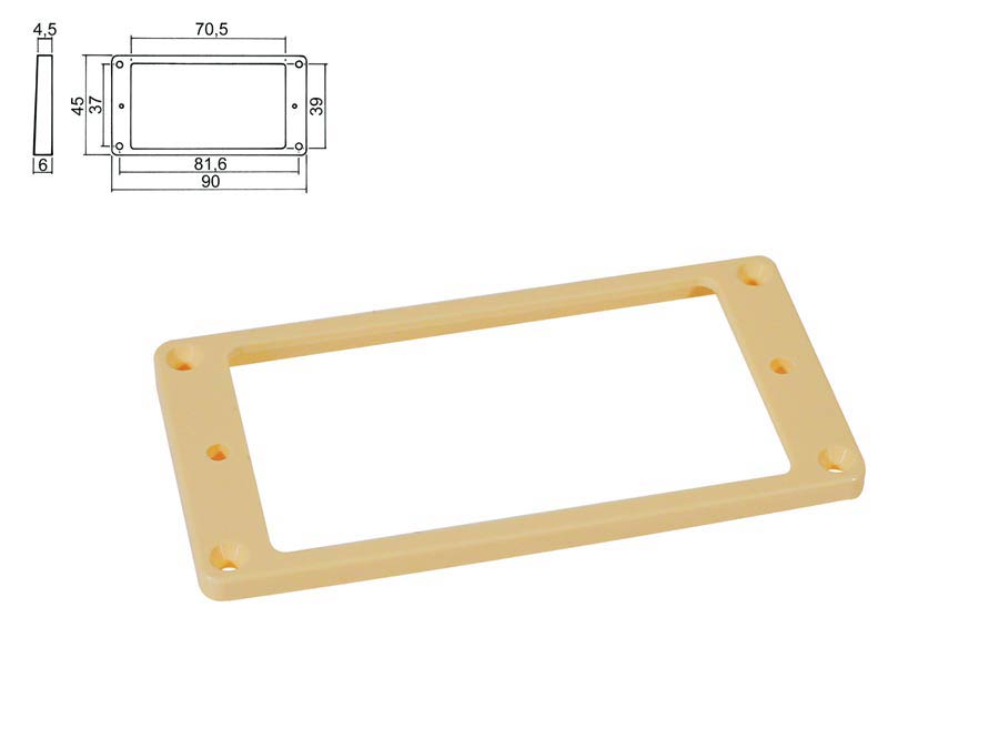 Boston HPF-02-SCR pickup ring, humbucker, flat, ivory, plastic, height: 4,5- 6,0mm, low