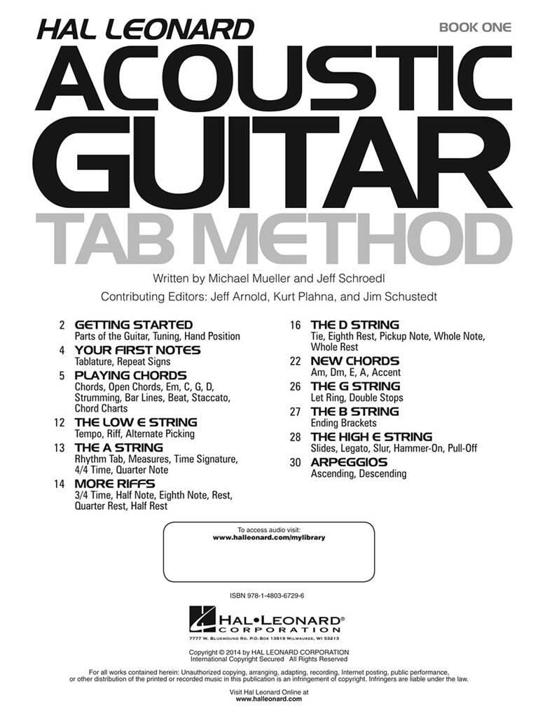 Hal Leonard Acoustic Guitar Tab Method - Book 1(Book with Online Audio)
