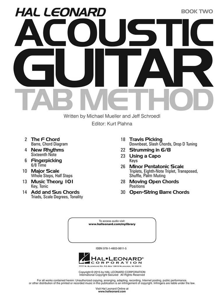 Hal Leonard Acoustic Guitar Tab Method Book 2
