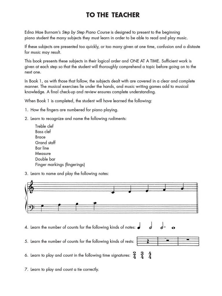 Edna Mae Burman Piano Course Book 1