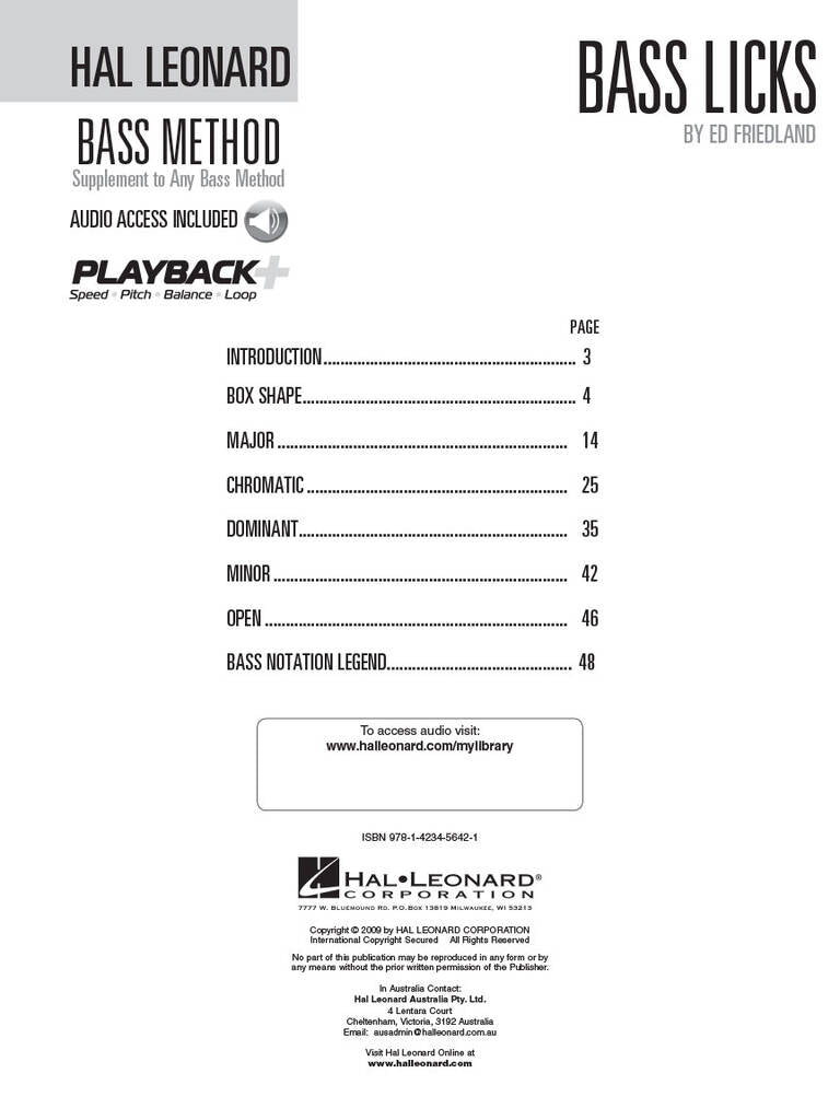 Hal Leonard Bass Method-  Bass Licks