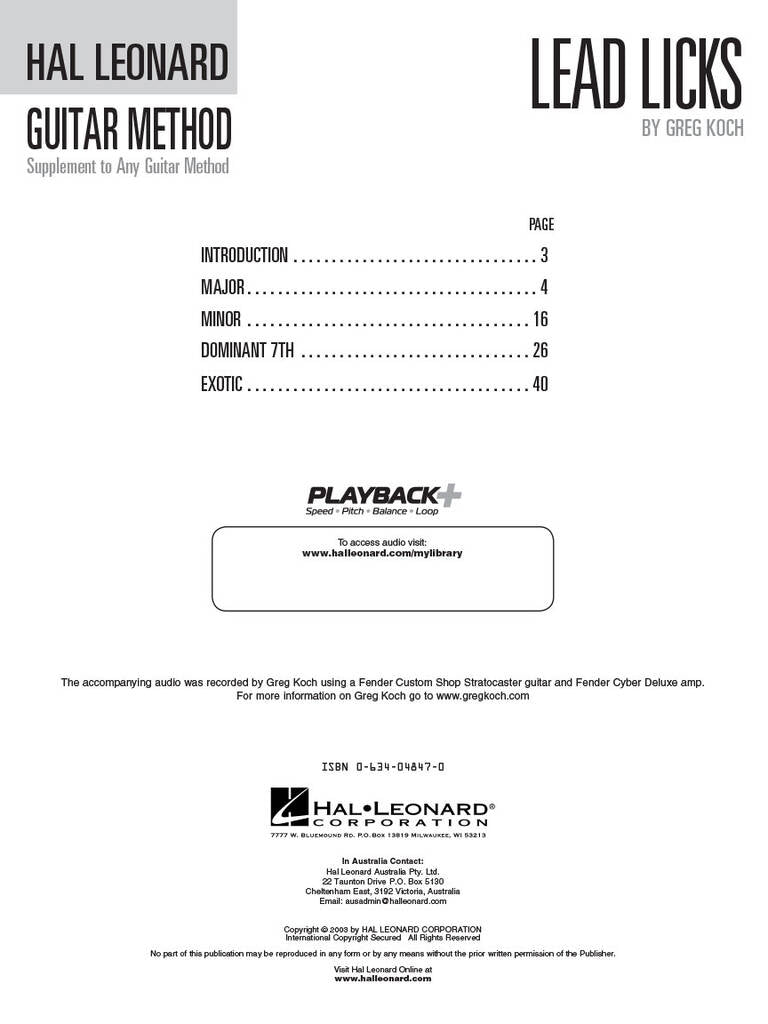 Hal Leonard Guitar Method: Lead Licks