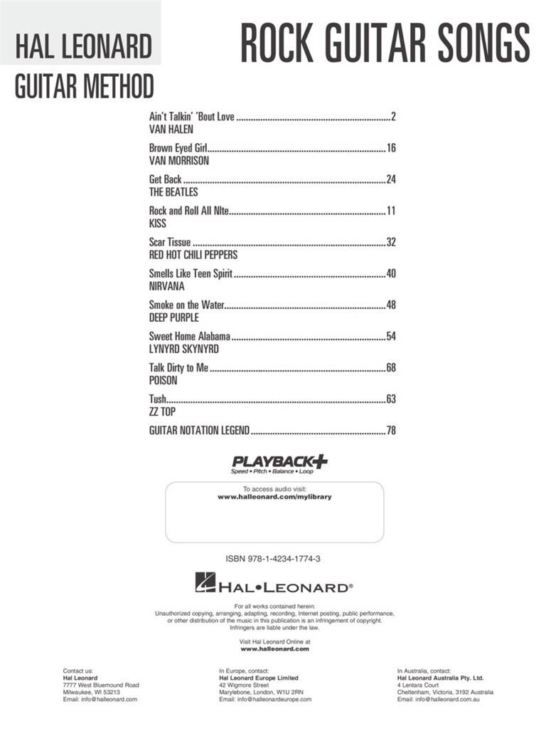 Hal Leonard Guitar Method: Rock Guitar Songs