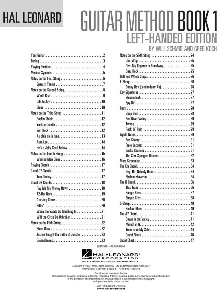 Hal Leonard Guitar Method Book 1 (Left Handed Edition)