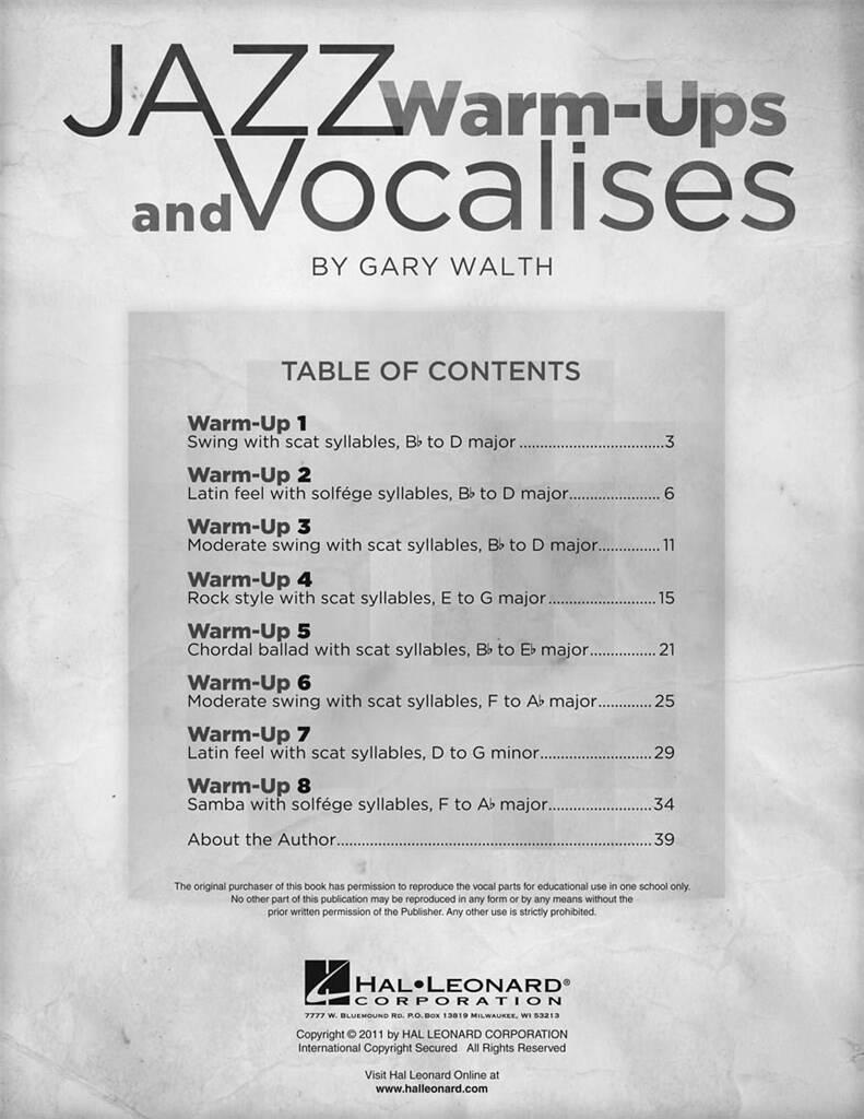 Gary Walth: Jazz Warm-Ups And Vocalises