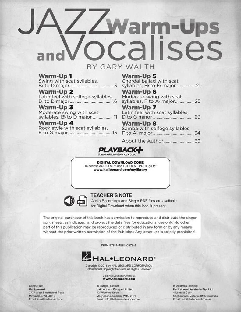 Gary Walth: Jazz Warm-Ups And Vocalises