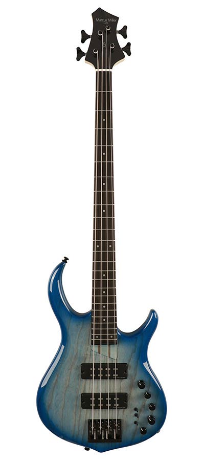 Sire M5+ S4 Marcus Miller 4-snarige actieve basgitaar transparent blue