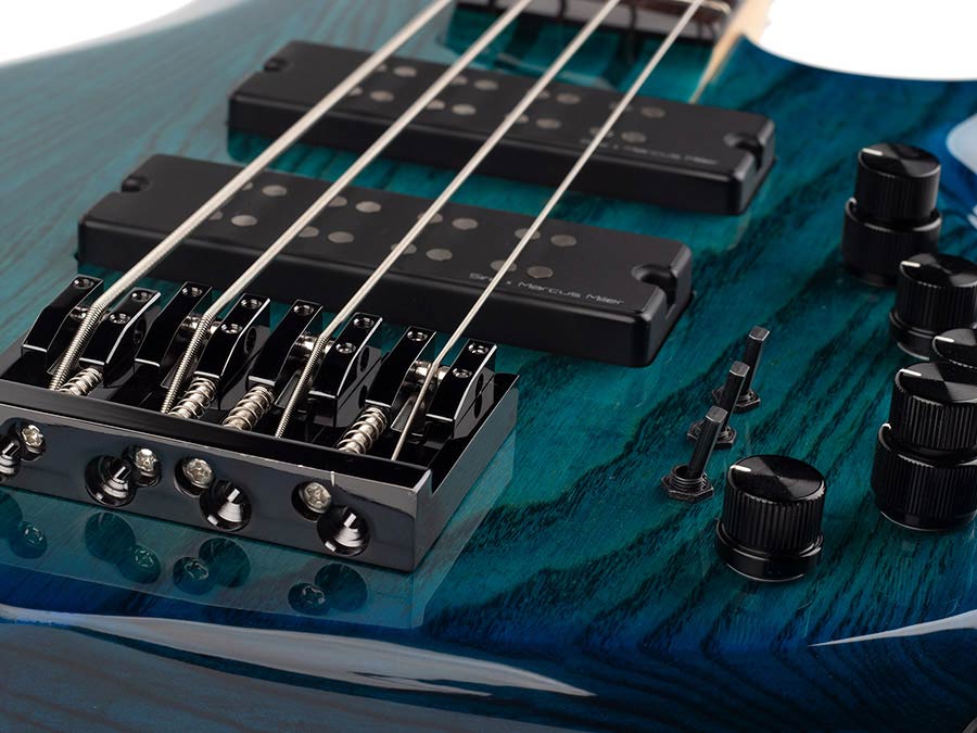 Sire M5+ S4 Marcus Miller 4-snarige actieve basgitaar transparent blue