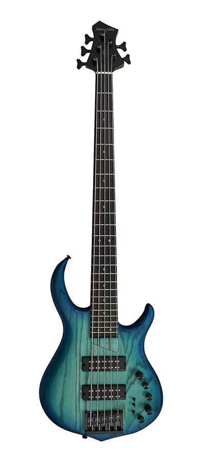 Sire M5+ S5 Marcus Miller 5-snarige actieve basgitaar transparent blue