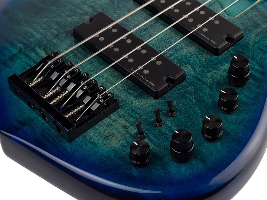 Sire M7+ A4F Marcus Miller 4-snarige actieve basgitaar transparent blue