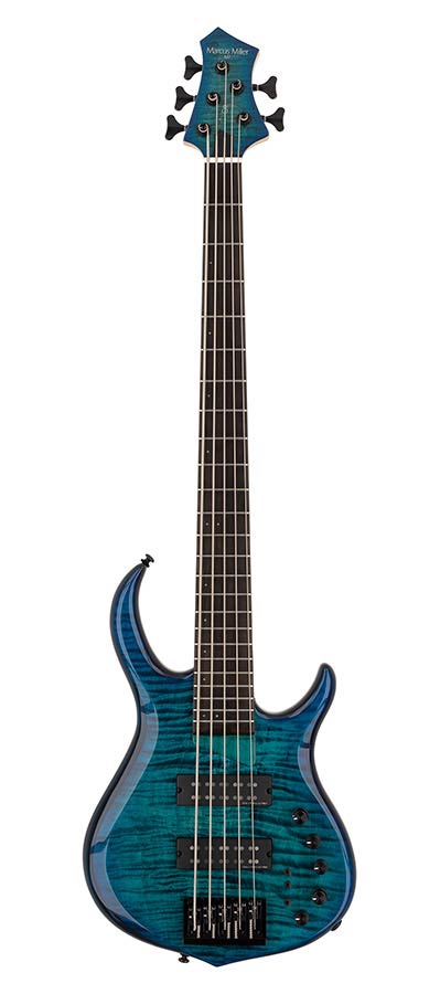 Sire M7+ A5 Marcus Miller 5-snarige actieve basgitaar transparent blue