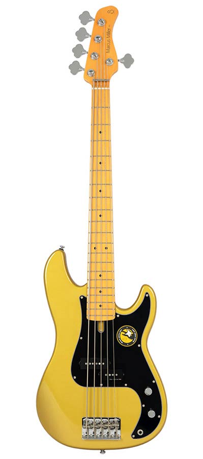 Sire P5 A5 Marcus Miller 5-snarige passieve basgitaar metallic gold