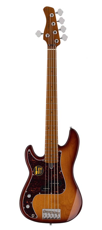 Sire P5 A5L Marcus Miller 5-snarige passieve basgitaar tobacco sunburst