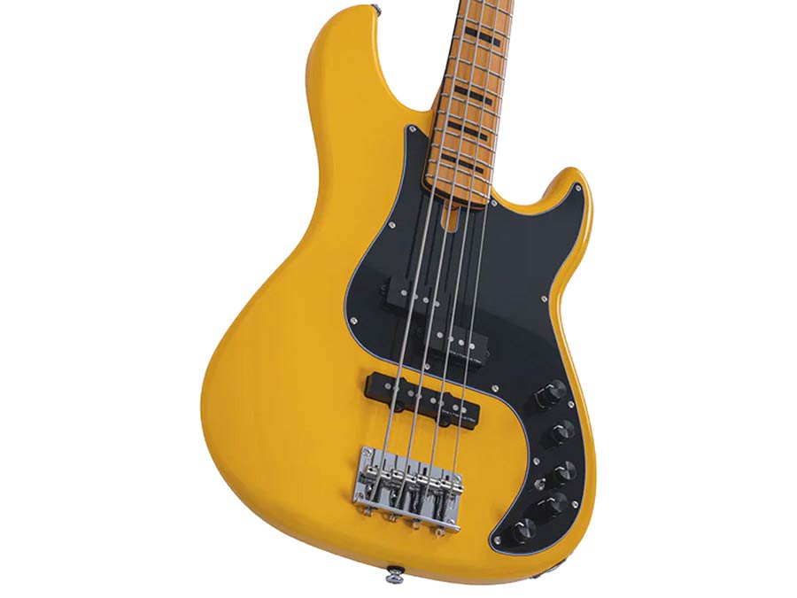 Sire P7N A4 Marcus Miller New Gen 4-snarige actieve PJ-basgitaar sunshine yellow