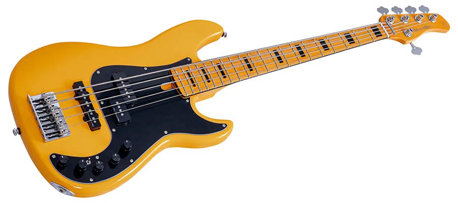 Sire P7N A5 Marcus Miller New Gen 5-snarige actieve PJ-basgitaar sunshine yellow