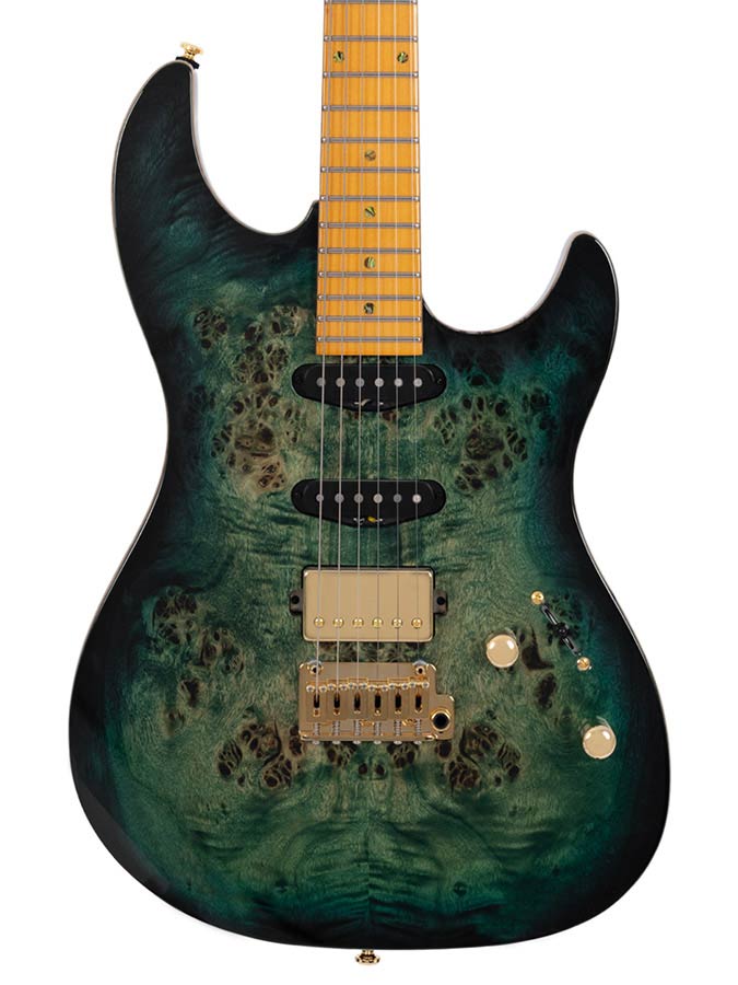 Sire S10 HSS Larry Carlton elektrische gitaar transparent green