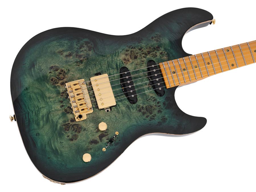Sire S10 HSS Larry Carlton elektrische gitaar transparent green