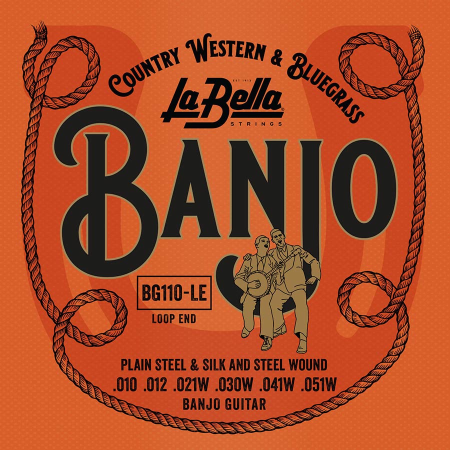 La Bella BG110-LE Nickel Plated Wound banjosnaren voor 6-snarige gitaarbanjo, 010-051