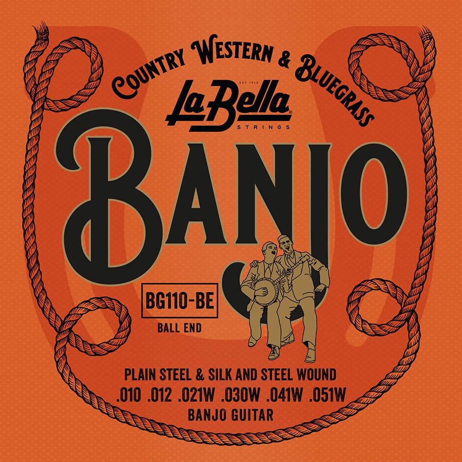 La Bella BG110-BE Nickel Plated Wound banjosnaren voor 6-snarige gitaarbanjo, 010-051