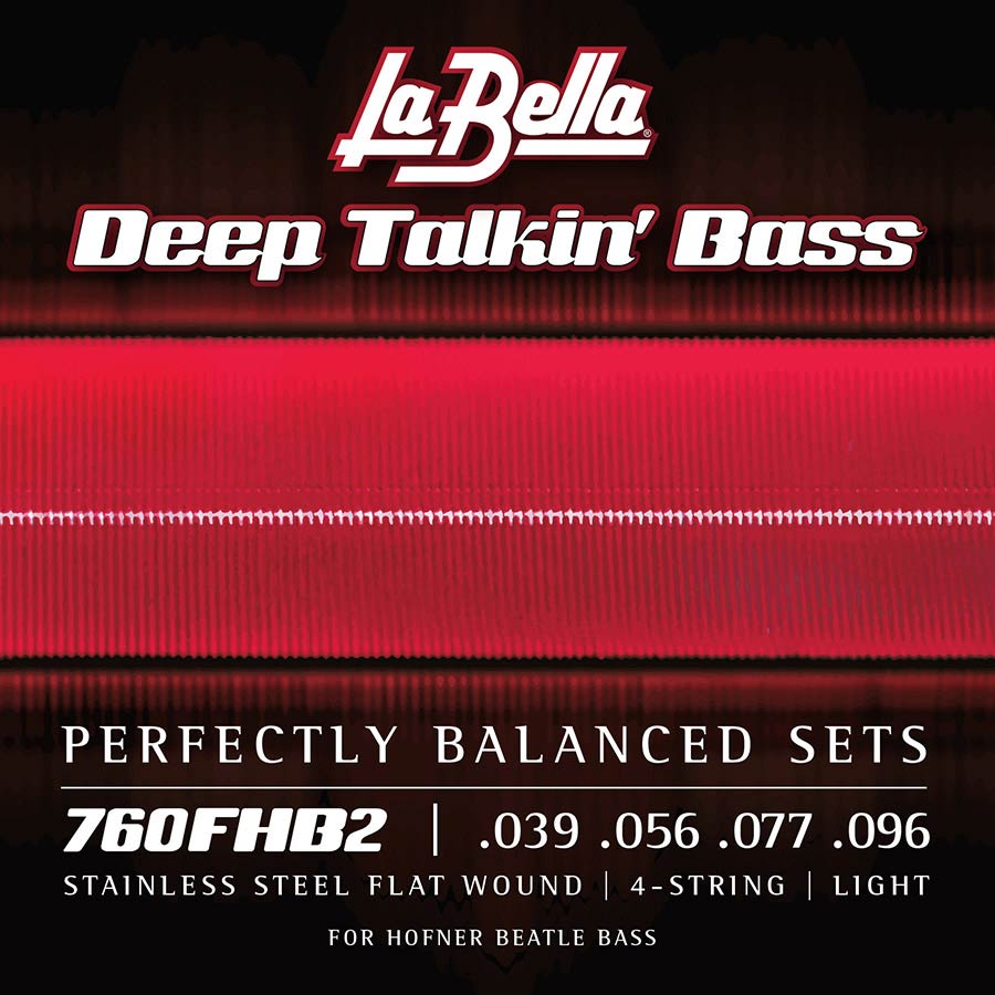 La Bella 760FHB2 Deep Talkin' Bass flatwound bassnaren voor Höfner vioolbas, 039-096