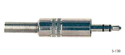 jack plug mini, 3,5mm, nickel, with spring 5mm, 3-pole