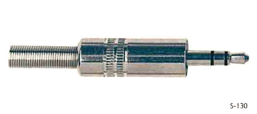 jack plug mini, 3,5mm, nickel, with spring 5mm, 3-pole