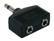 adaptor, 2 x 3,5 jack female mono, 3,5mm jack male mono