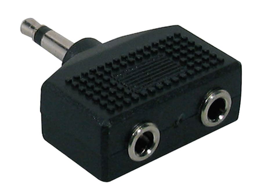 adaptor, 2 x 3,5 jack female mono, 3,5mm jack male mono