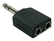 adaptor, 2 x 6,3 jack female stereo, 6,3mm jack male stereo