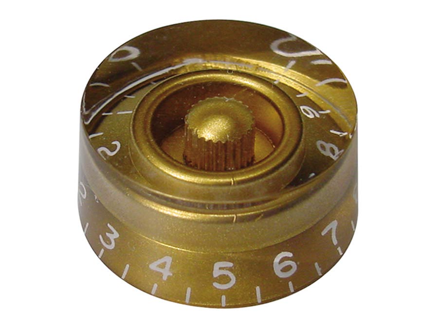 speed knob (hatbox), transparent gold